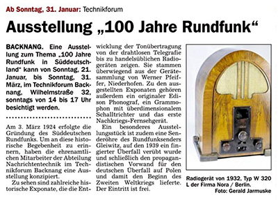 100 Jahre Rundfunk in Sueddeutschland Wochenblatt